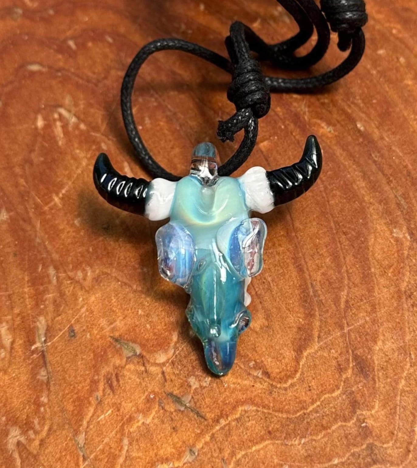Bull Skull - Glass Pendant Necklace Handmade