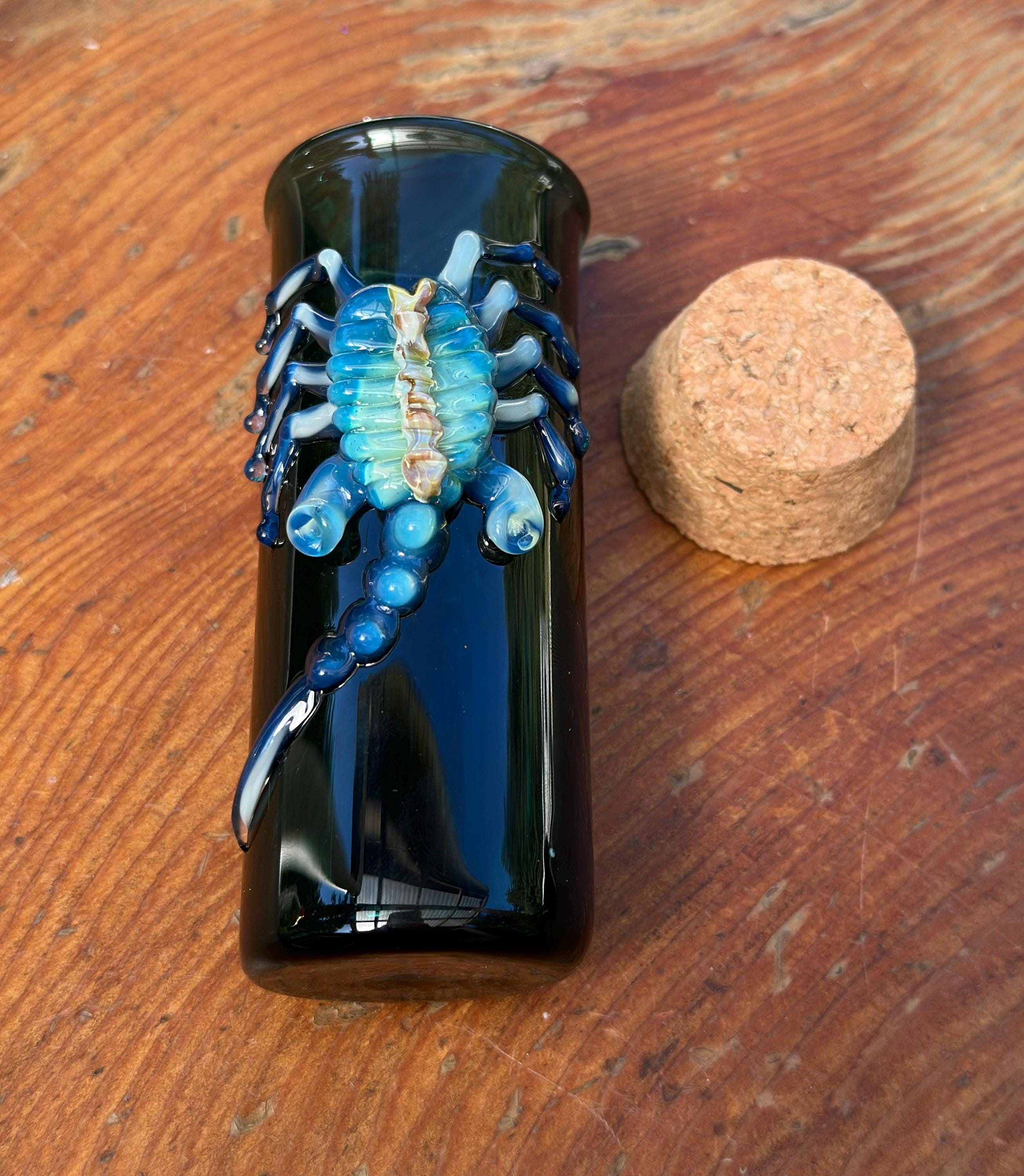 Handmade Emerald Green Glass Jar: Alien Facehugger Decor