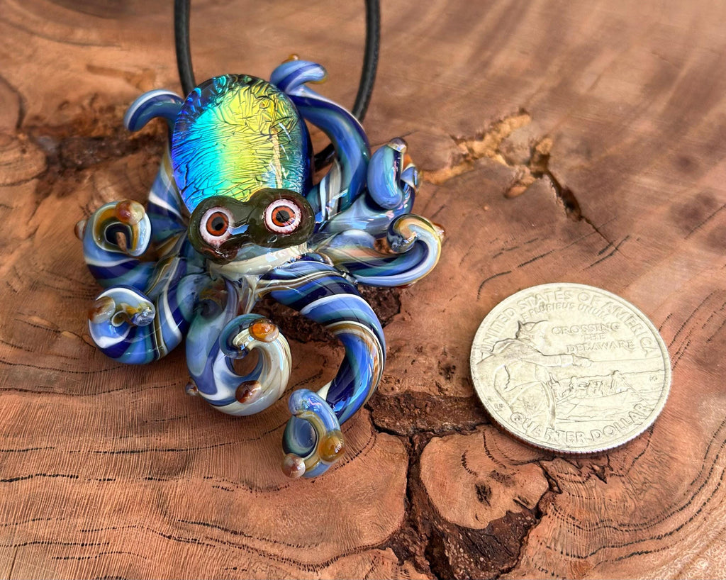 Octopus Necklace - Handmade Blown Glass Octopus Pendant - Unique Sea Creature Jewelry - Ocean-Inspired Necklace - Artisan Glass Art