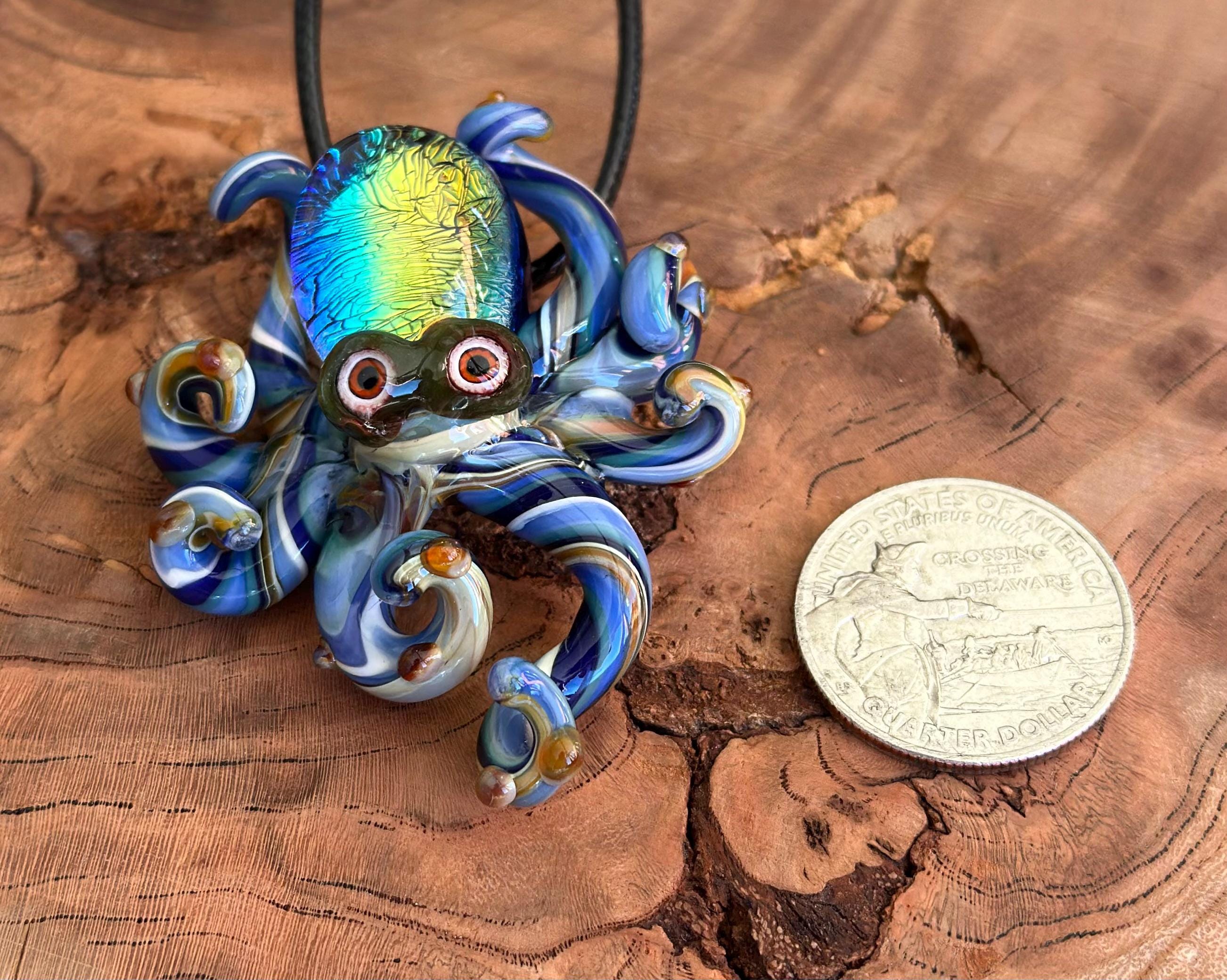 Octopus Necklace - Handmade Blown Glass Octopus Pendant - Unique Sea Creature Jewelry - Ocean-Inspired Necklace - Artisan Glass Art