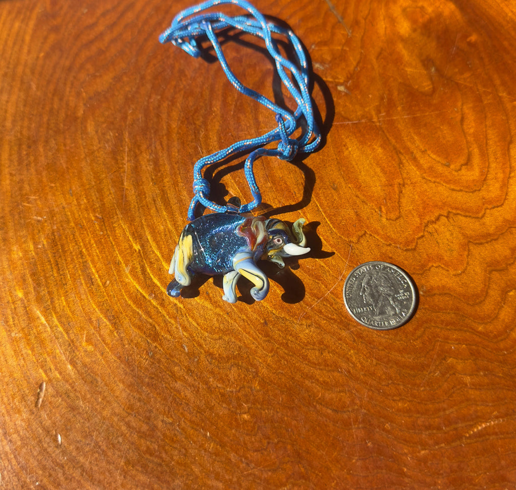 Handmade Glass Elephant Pendant Necklace: Flamecraft Jewelry