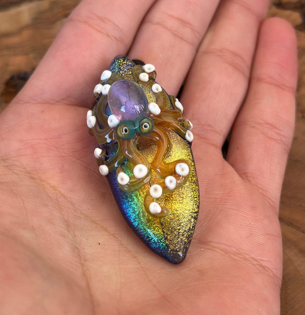 Octopus Necklace - Handmade Blown Glass Octopus Pendant - Unique Sea Creature Jewelry - Ocean-Inspired Necklace - Artisan Glass Art