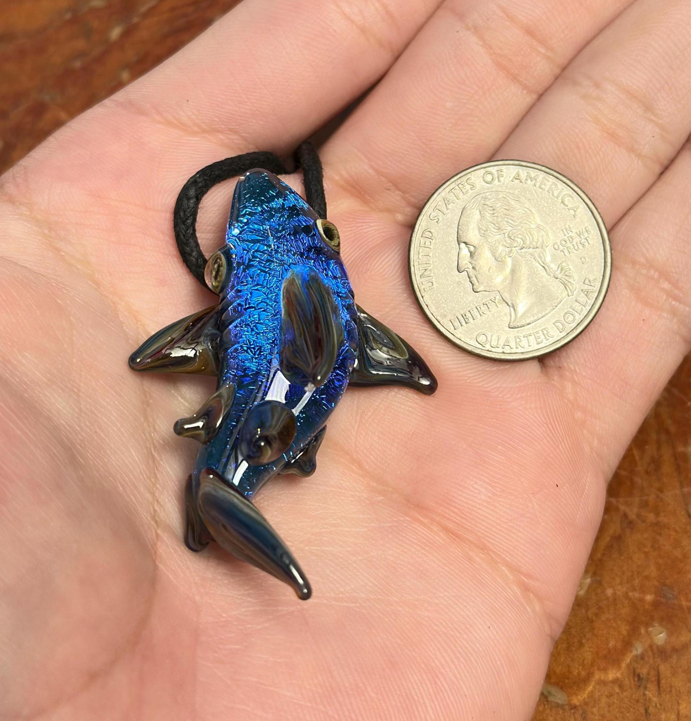 Hammerhead Shark Necklace - Blown Glass - Sea Glass Jewelry Statement Necklace - Ocean Necklace - Handmade Glass Sea Creature Necklace