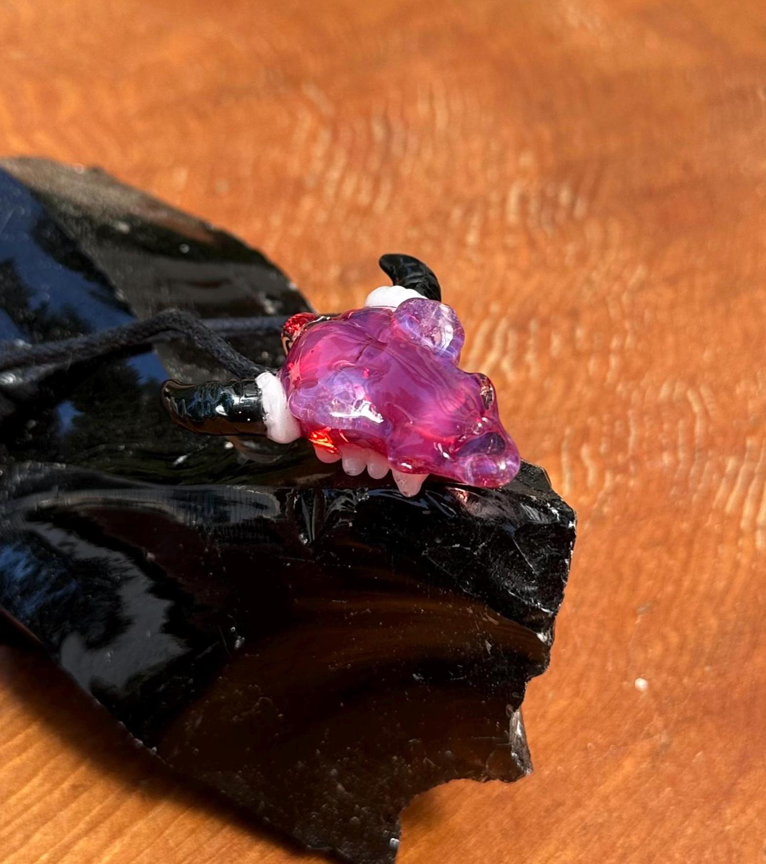 Bull Skull - Glass Pendant Necklace Handmade