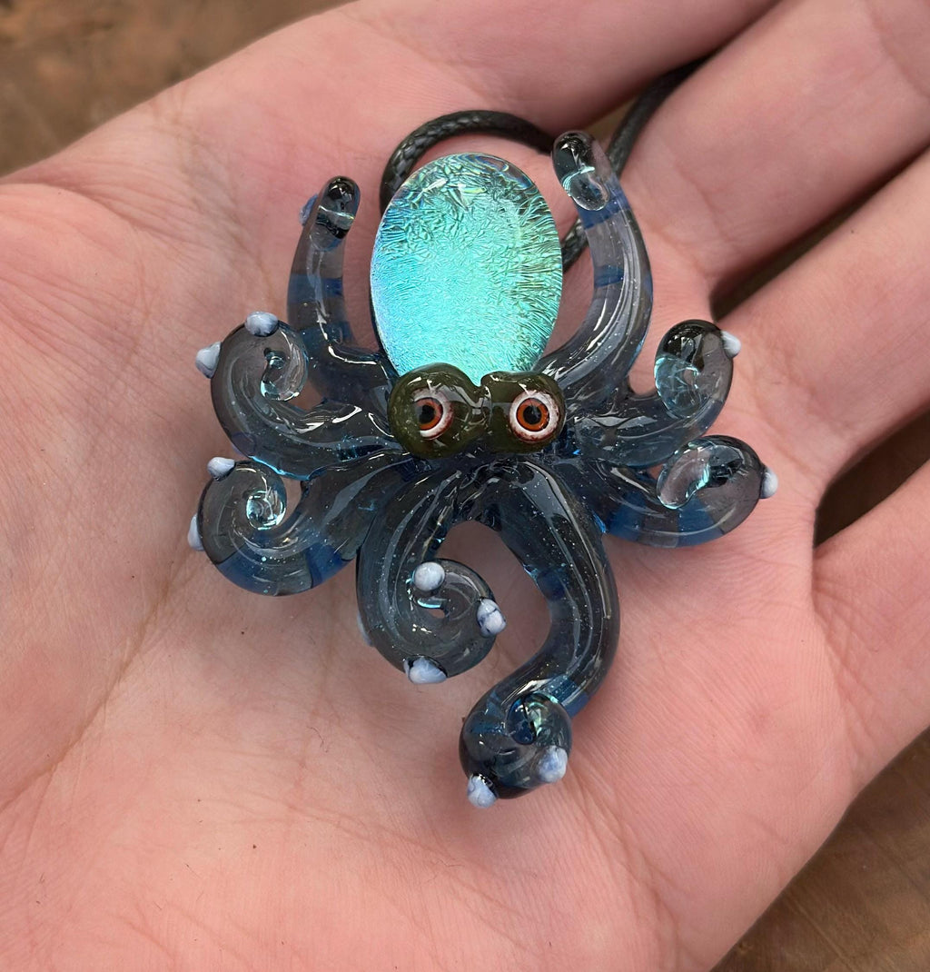 Octopus Necklace - Handmade Blown Glass Octopus Pendant - Unique Sea Creature Jewelry - Ocean-Inspired Necklace - Artisan Glass Art