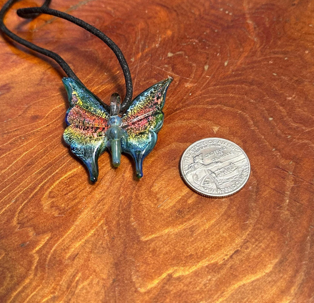 Glass Butterfly Necklace - Hand-Blown Butterfly Jewelry - Unique Birthday Gift - Anniversary Gift for Her - Artisan Torchwork Pendant