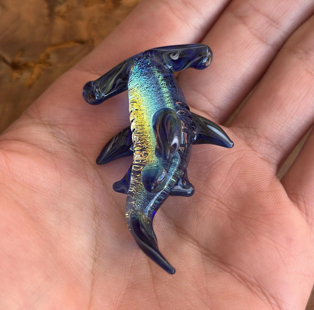 Hammerhead Shark Necklace - Blown Glass - Sea Glass Jewelry Statement Necklace - Ocean Necklace - Handmade Glass Sea Creature Necklace