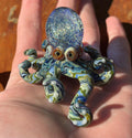 Handmade Dichroic Glass Galaxy Octopus Sculpture – Ocean Desk Decor
